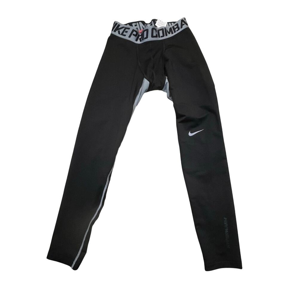Nike‎ Pro Combat Hyperwarm Compression Pants Men Large Black Training Base Layer